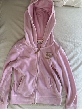 Juicy Couture baby pink velour hooded zip up